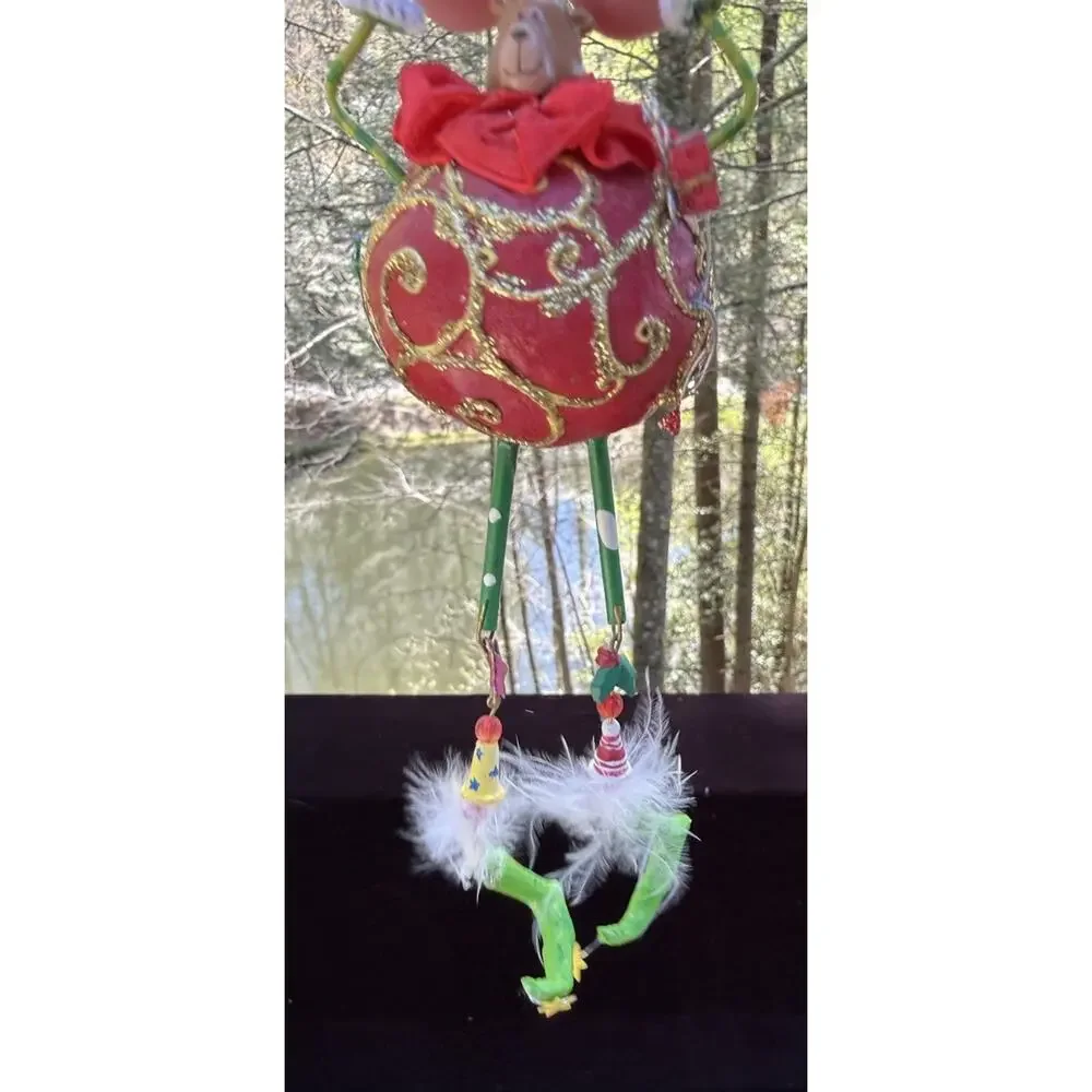 Vintage Katherines Collection Dangle Leg Joy Bear Christmas Ornament Rare! -K2